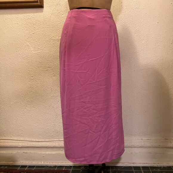 Open Edit Pink Faux Wrap Midi Skirt Size 1X - Picture 9 of 13